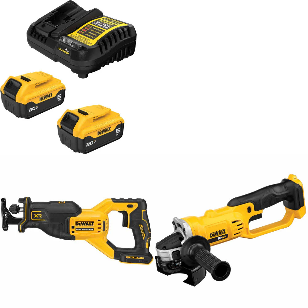 DeWalt DCB205-2C 20V MAX Starter Kit W/ DCS382B 20V Recip Saw & Cut-Off Tool - Mactool Shop