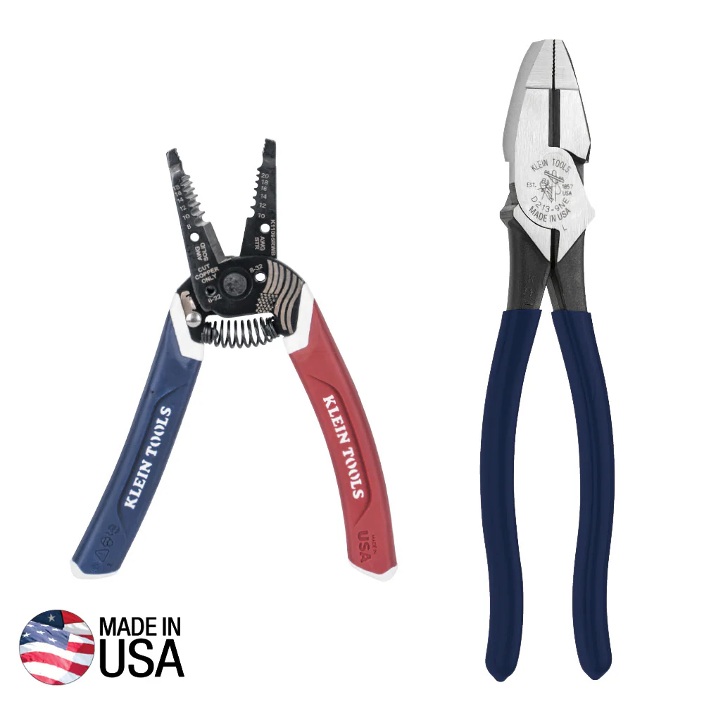 Klein 94155 American Legacy Lineman Pliers and Klein-Kurve Wire Stripper/Cutter - Mactool Shop
