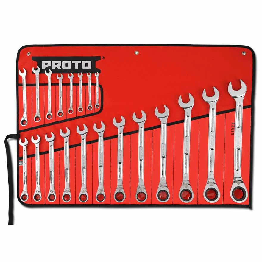 Proto JSCVM-20SB 20 Piece Metric Combination Reversible Ratcheting Wrench Set - Spline - Mactool Shop