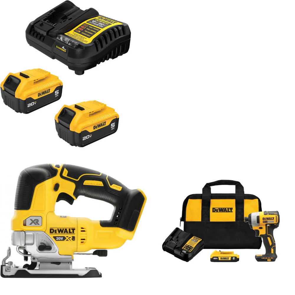 DeWalt DCB205-2C 20V Max Starter Kit W/ DCS334B 20V Jig Saw & Impact Driver Kit - Mactool Shop