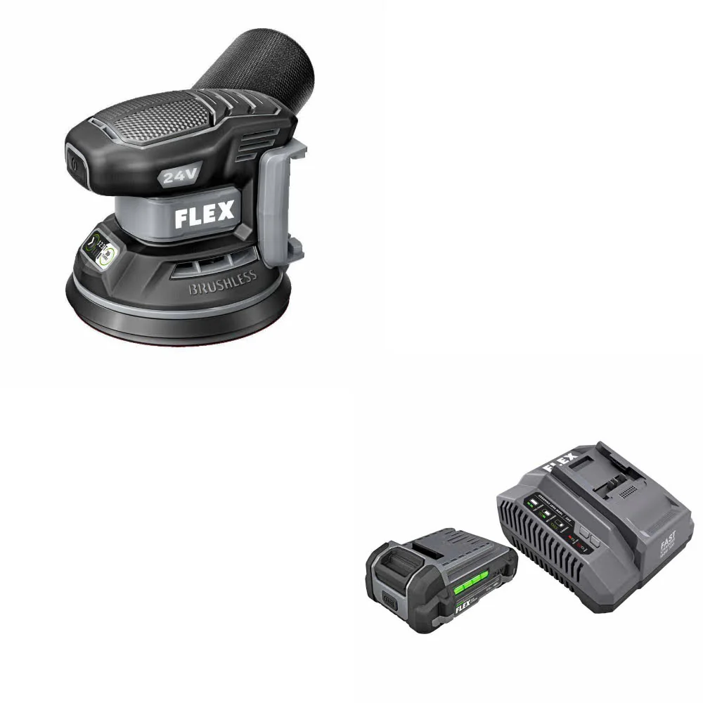 Flex FX3411-Z Random Orbital Sander, Bare W/ FREE FX0411-1A 2.5Ah Starter Kit - Mactool Shop