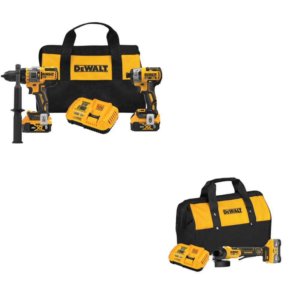 DeWalt DCK2100P2 20V MAX 2-Tool Combo Kit W/ DCG410WW1 20V Max XR Grinder Kit - Mactool Shop