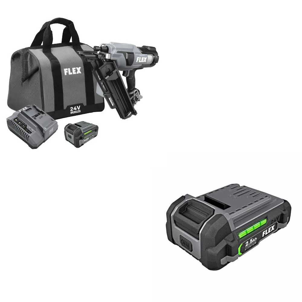 Flex FX4351B-1C 24V 30° Framing Nailer Kit W/ FREE FX0111-1 24V 2.5Ah Battery - Mactool Shop