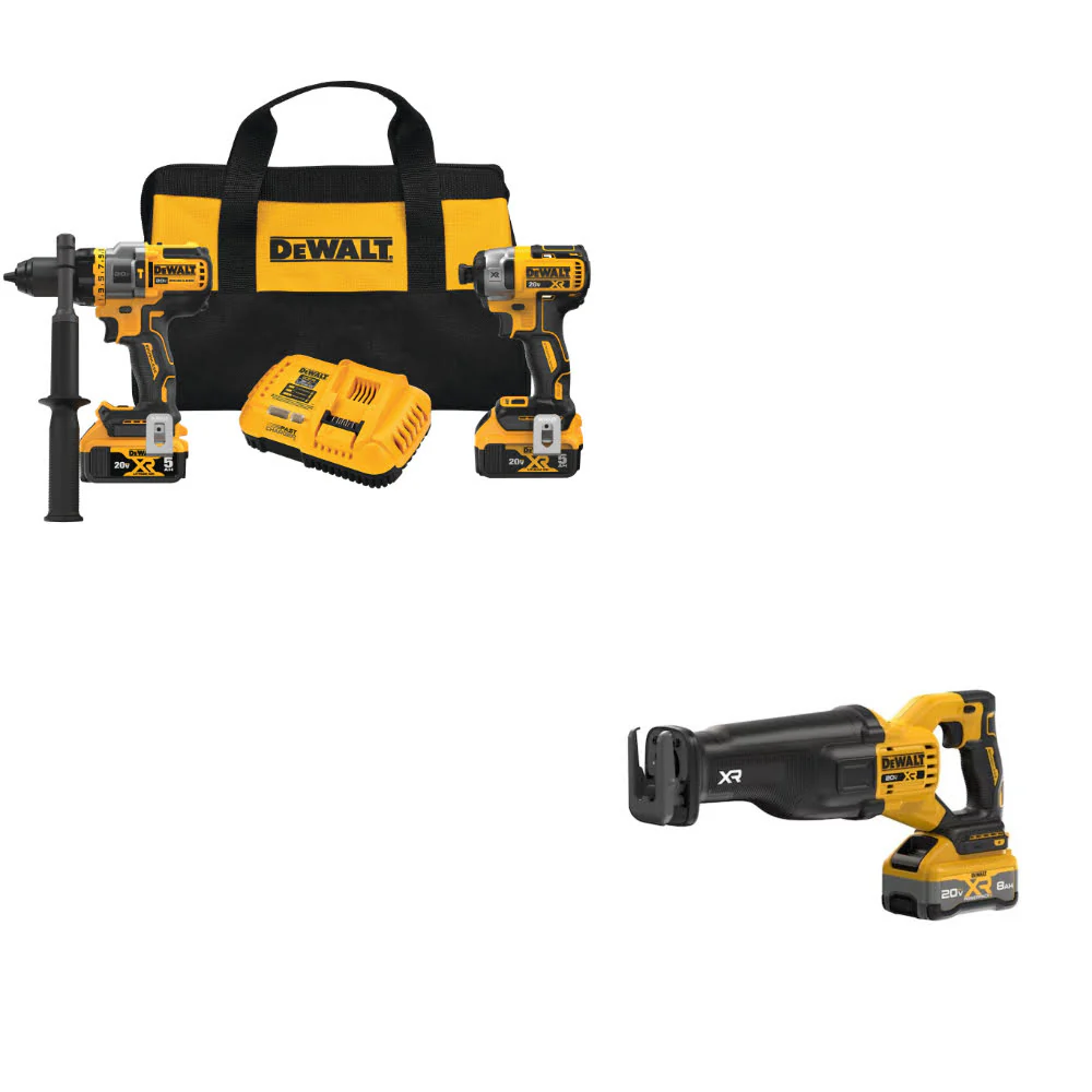 DeWalt DCK2100P2 20V MAX 2-Tool Combo Kit W/ DCS384WW1 20V Max XR Recip Saw Kit - Mactool Shop
