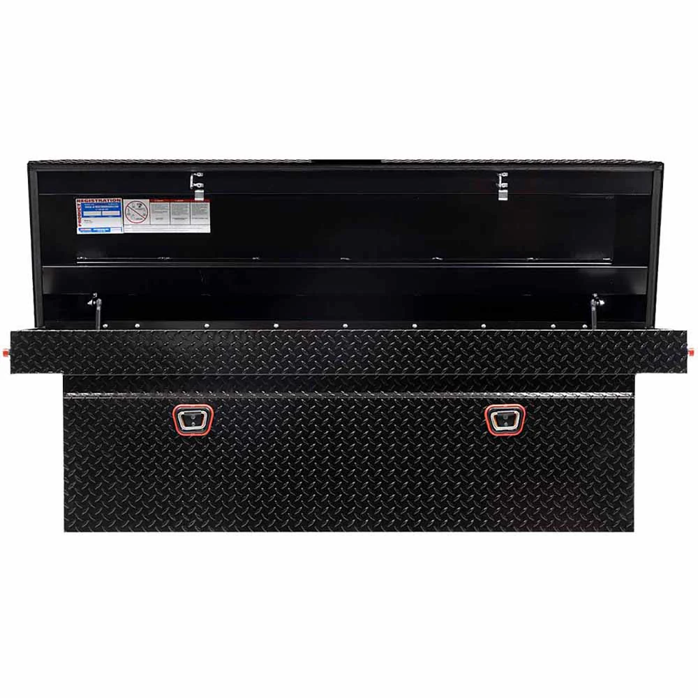 Weather Guard 123-5-03 Model 123-5-03 Saddle Box, Aluminum, Full Deep, Gloss Black, 14.2 Cu. Ft. - Mactool Shop
