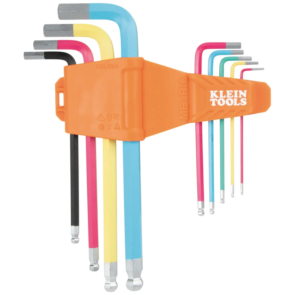 Klein CBLS9M Powder Coated Long Ball-End Hex Key Set, Metric, 9-Piece - Mactool Shop