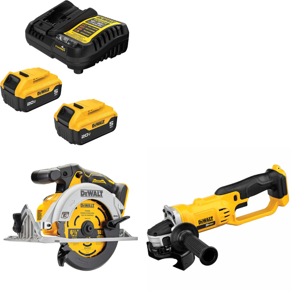 DeWalt DCB205-2C 20V MAX Starter Kit W/ DCS565B 20V Circ Saw & Cut-Off Tool - Mactool Shop