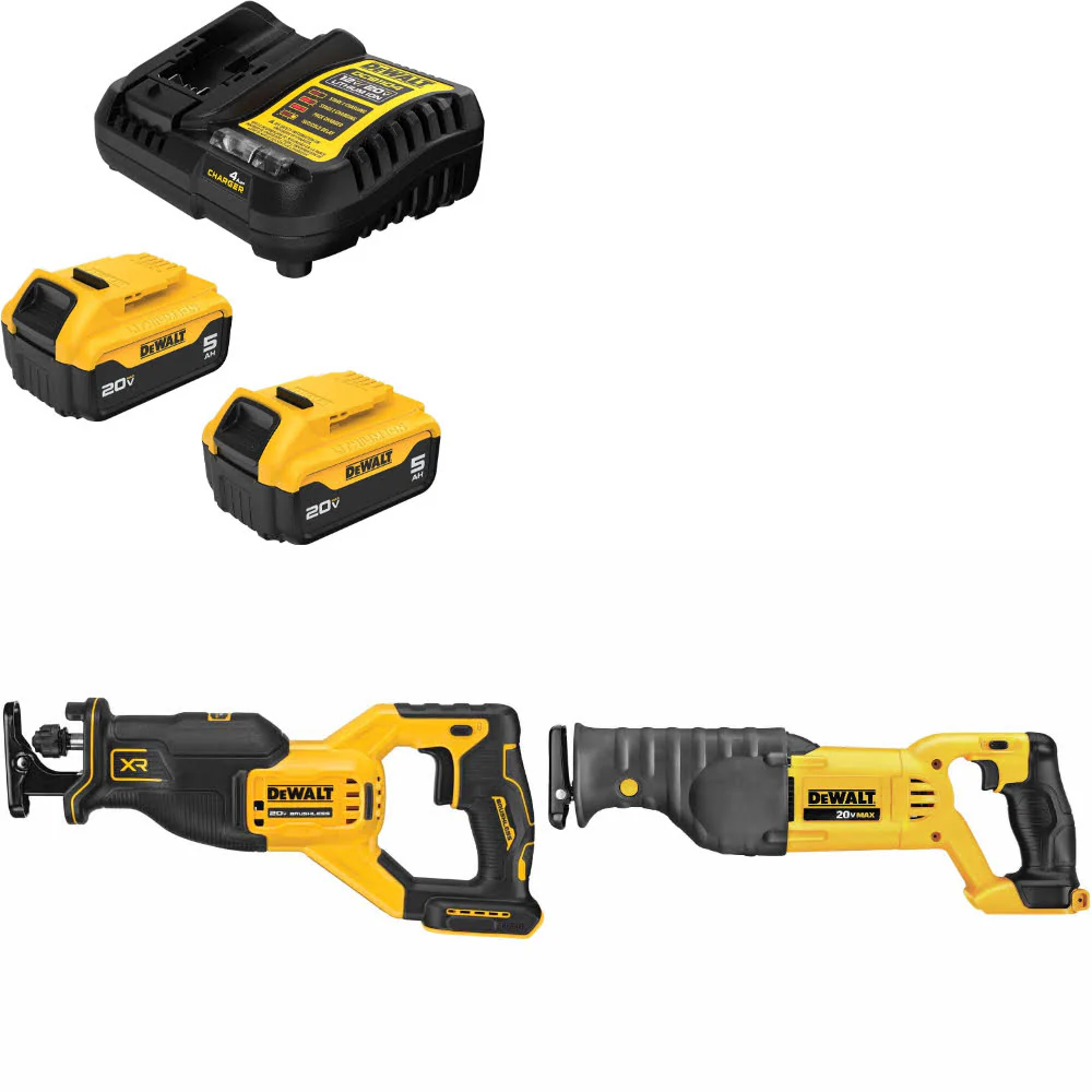 DeWalt DCB205-2C 20V MAX Starter Kit W/ DCS382B 20V Recip Saw & EXTRA Recip Saw - Mactool Shop