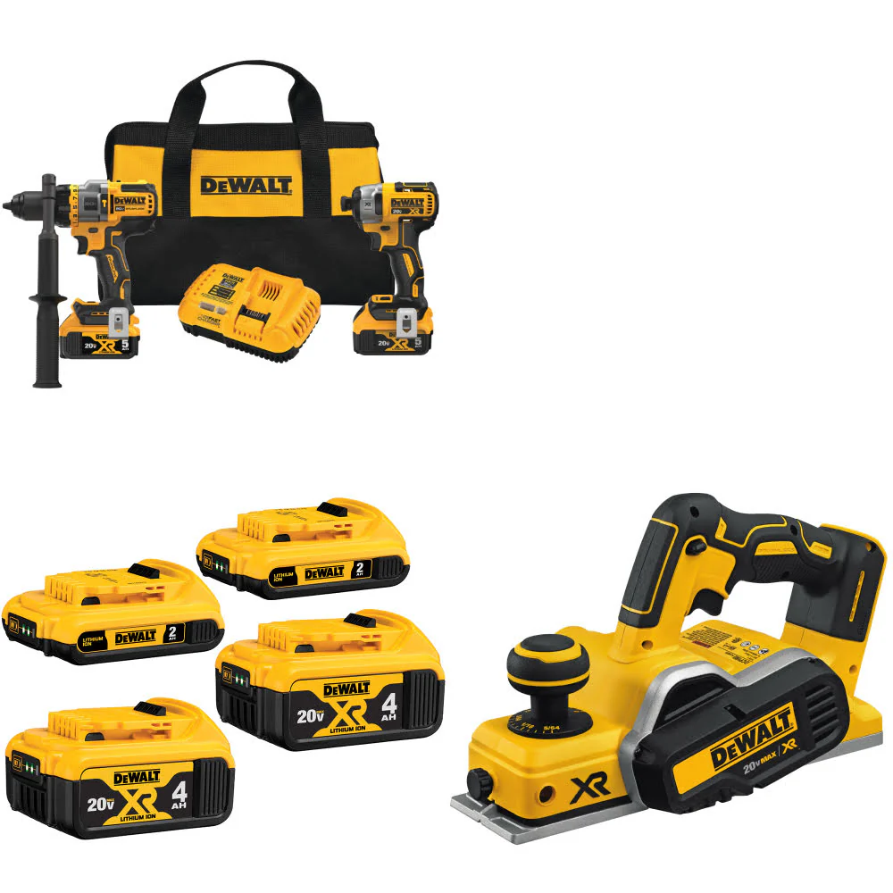 DeWalt DCK2100P2 20V 2-Tool Combo Kit W/ DCB324-4 20V Battery-4Pk & FREE Planer - Mactool Shop