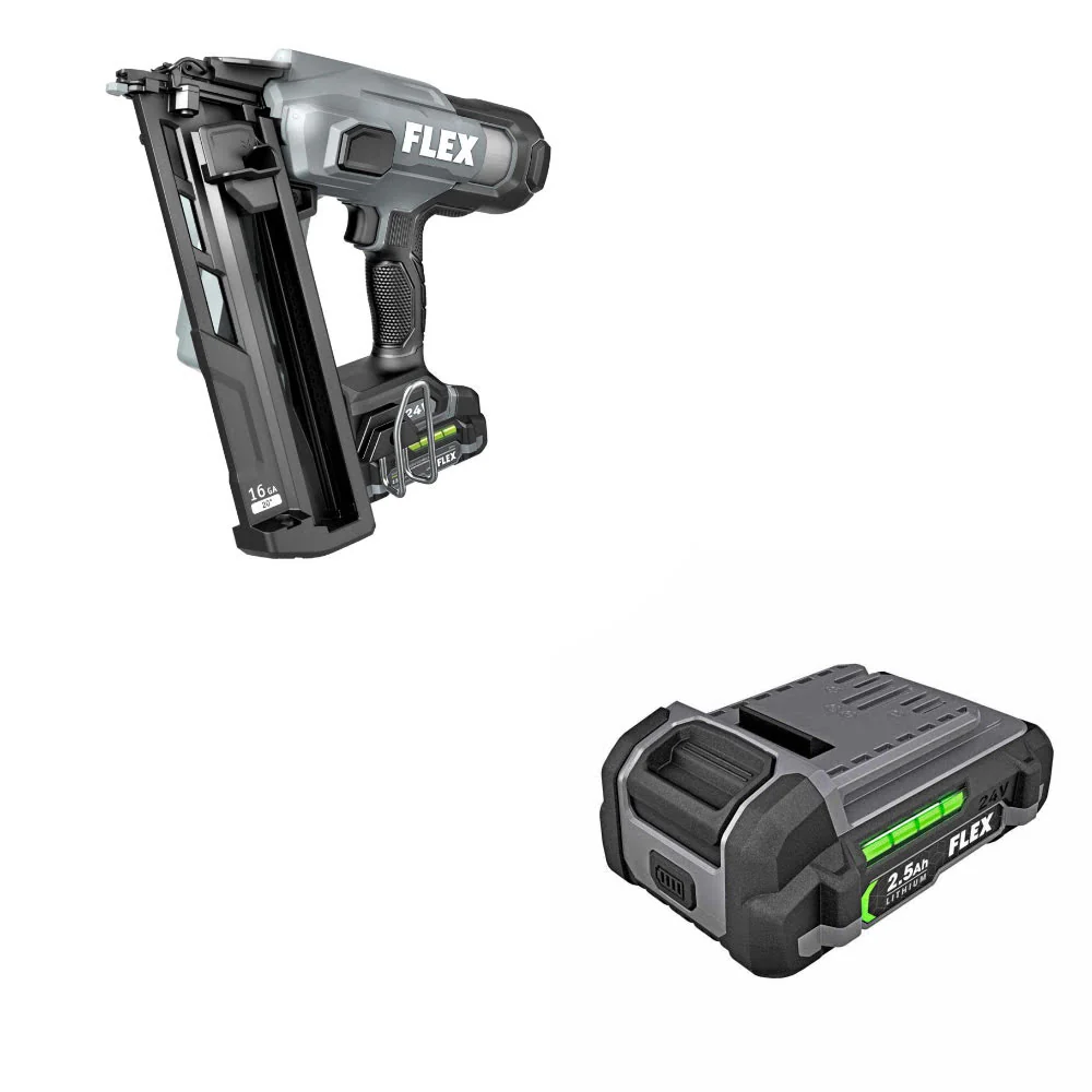 Flex FX4321A-1A 16Ga Angled Nailer Kit W/ FREE FX0111-1 24V 2.5Ah Li-Ion Battery - Mactool Shop