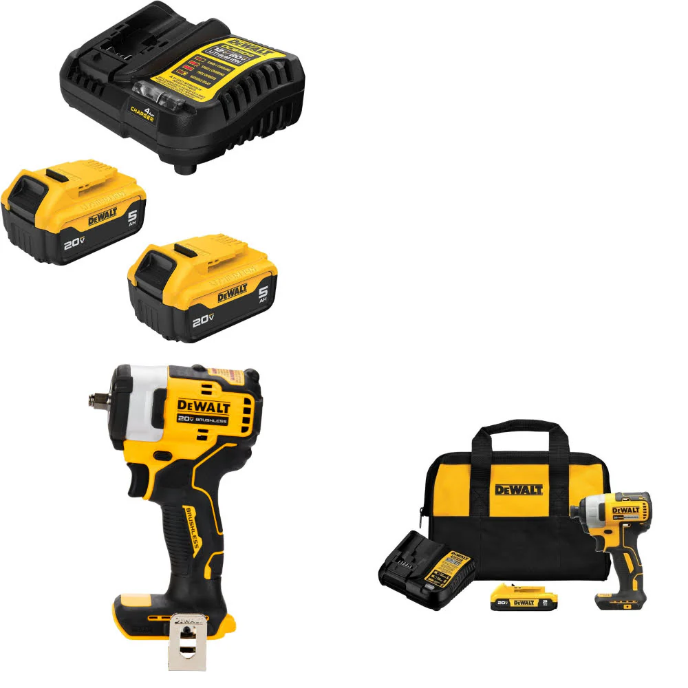 DeWalt DCB205-2C 20V Starter Kit W/ DCF913B Impact Wrench & Impact Driver Kit - Mactool Shop