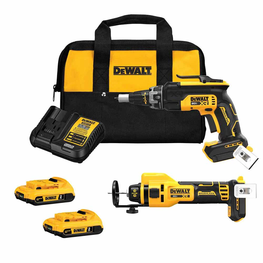 DeWalt DCK265D2 20V MAX XR Brushless Drywall Screwgun and Cut-Out Tool Combo Kit (2.0Ah) - Mactool Shop