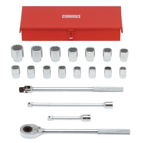 Proto J55200 3/4 Drive 19 Pc. Metric Socket Set - 12 Point - Mactool Shop