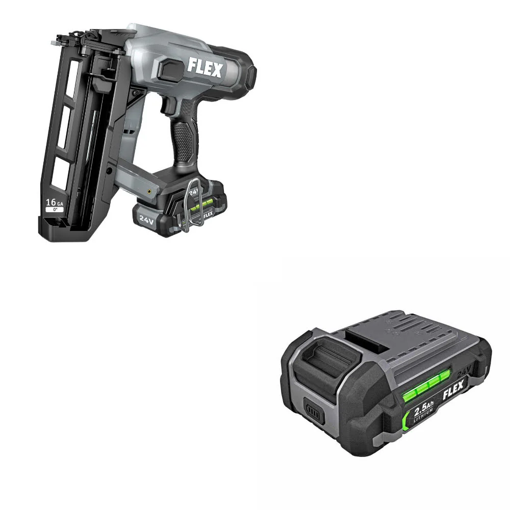 Flex FX4321-1A 16Ga Straight Nailer Kit W/ FREE FX0111-1 24V 2.5Ah Battery - Mactool Shop
