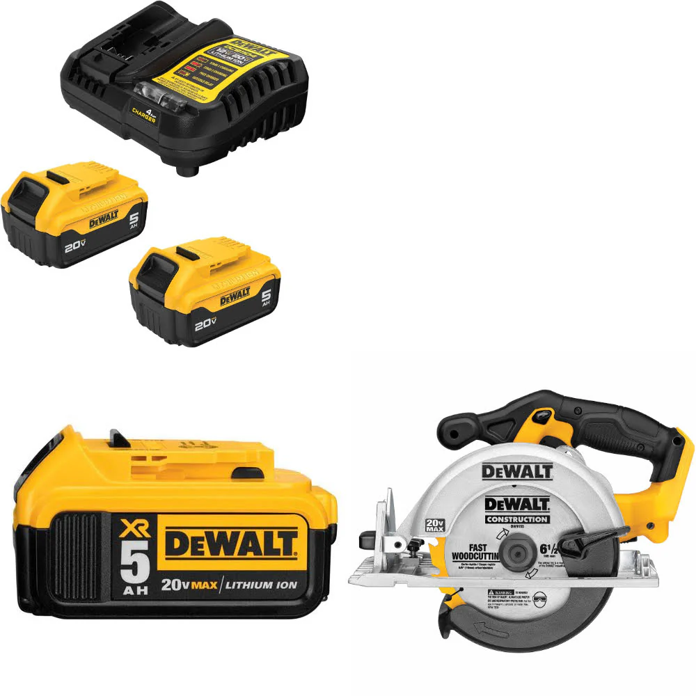 DeWalt DCB205-2C 20V Max Starter Kit W/ DCB205 20V Battery Pack & Circ Saw, Bare - Mactool Shop