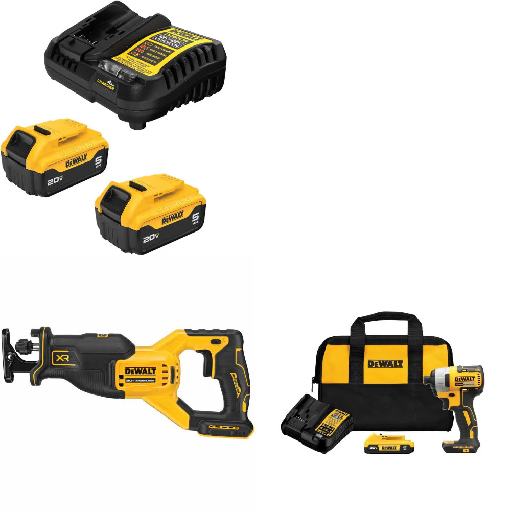 DeWalt DCB205-2C 20V MAX Starter Kit W/ DCS382B Recip Saw & Impact Driver Kit - Mactool Shop