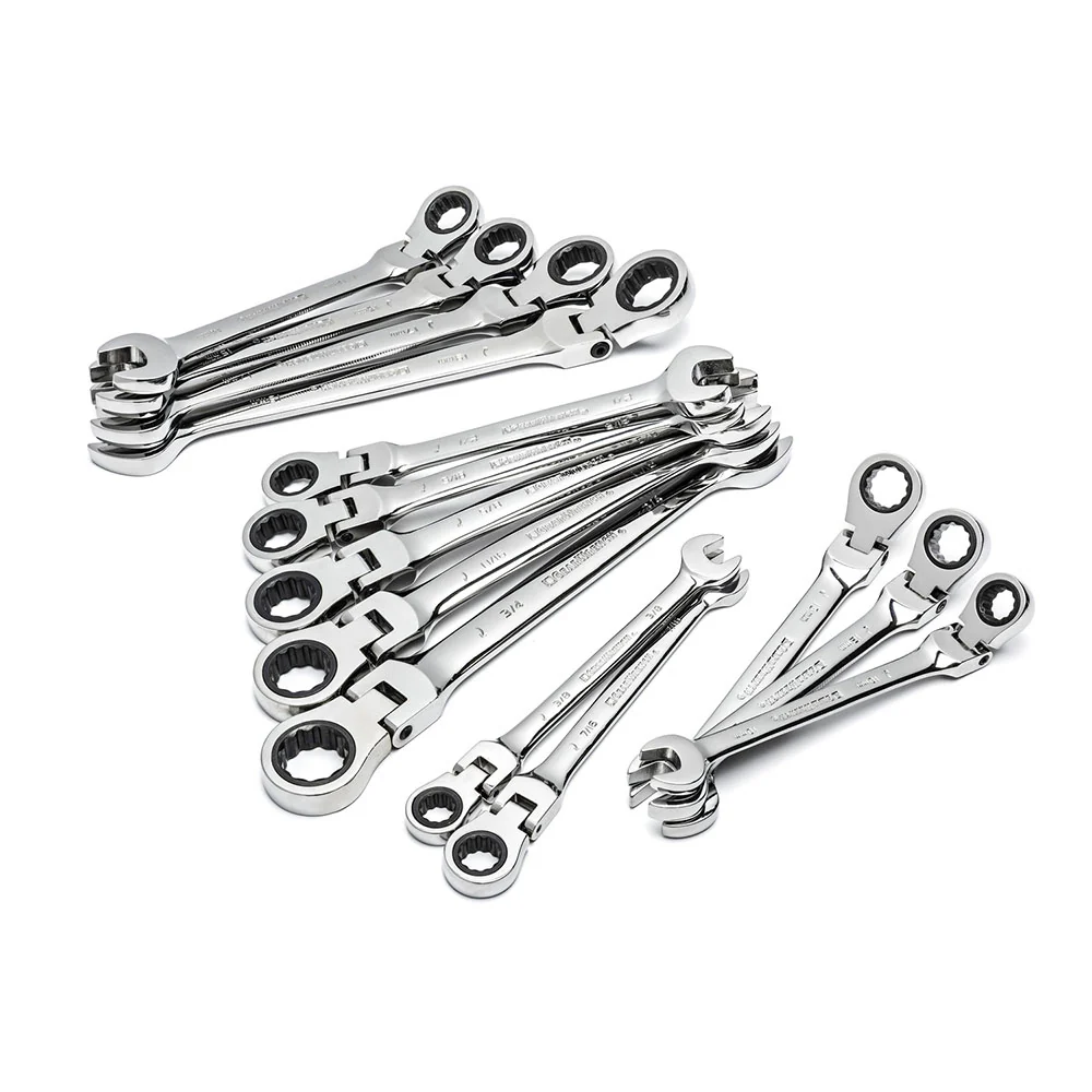 GearWrench 85141 14 Pc. 72-Tooth 12 Point Flex Head Ratcheting Combination SAE/Metric Wrench Set - Mactool Shop
