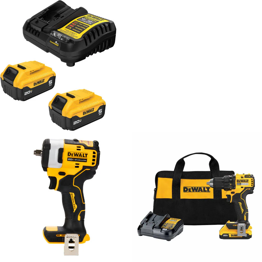 DeWalt DCB205-2C 20V Starter Kit W/ DCF913B 20V Impact Wrench & Drill/Driver Kit - Mactool Shop