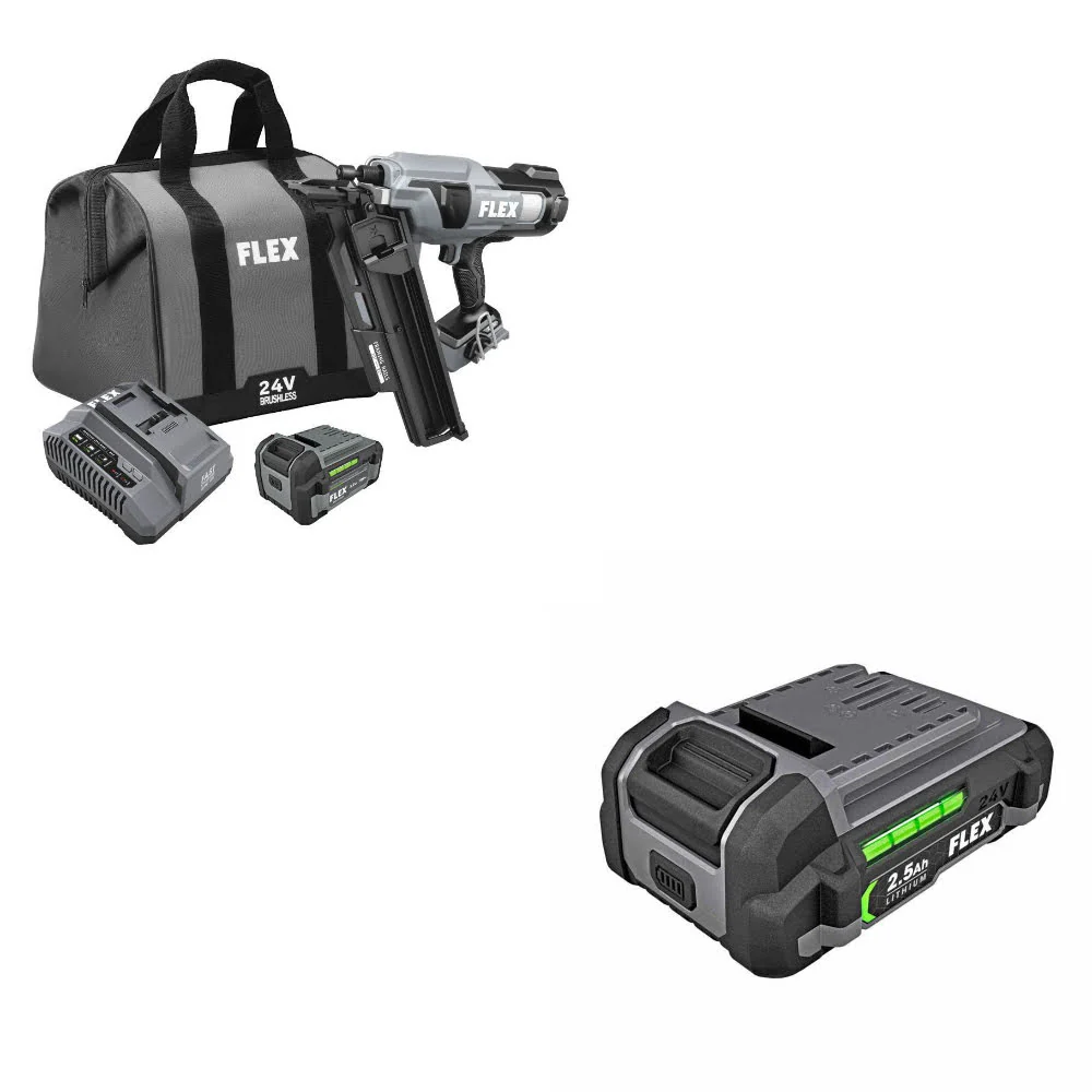 Flex FX4351A-1C 24V 21° Framing Nailer Kit W/ FREE FX0111-1 24V 2.5Ah Battery - Mactool Shop