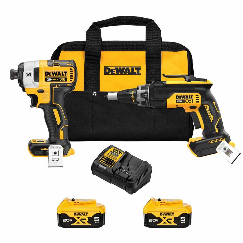 DeWalt DCK268P2 20V MAX XR Brushless Drywall Screwgun and Impact Driver Combo Kit (5.0Ah) - Mactool Shop