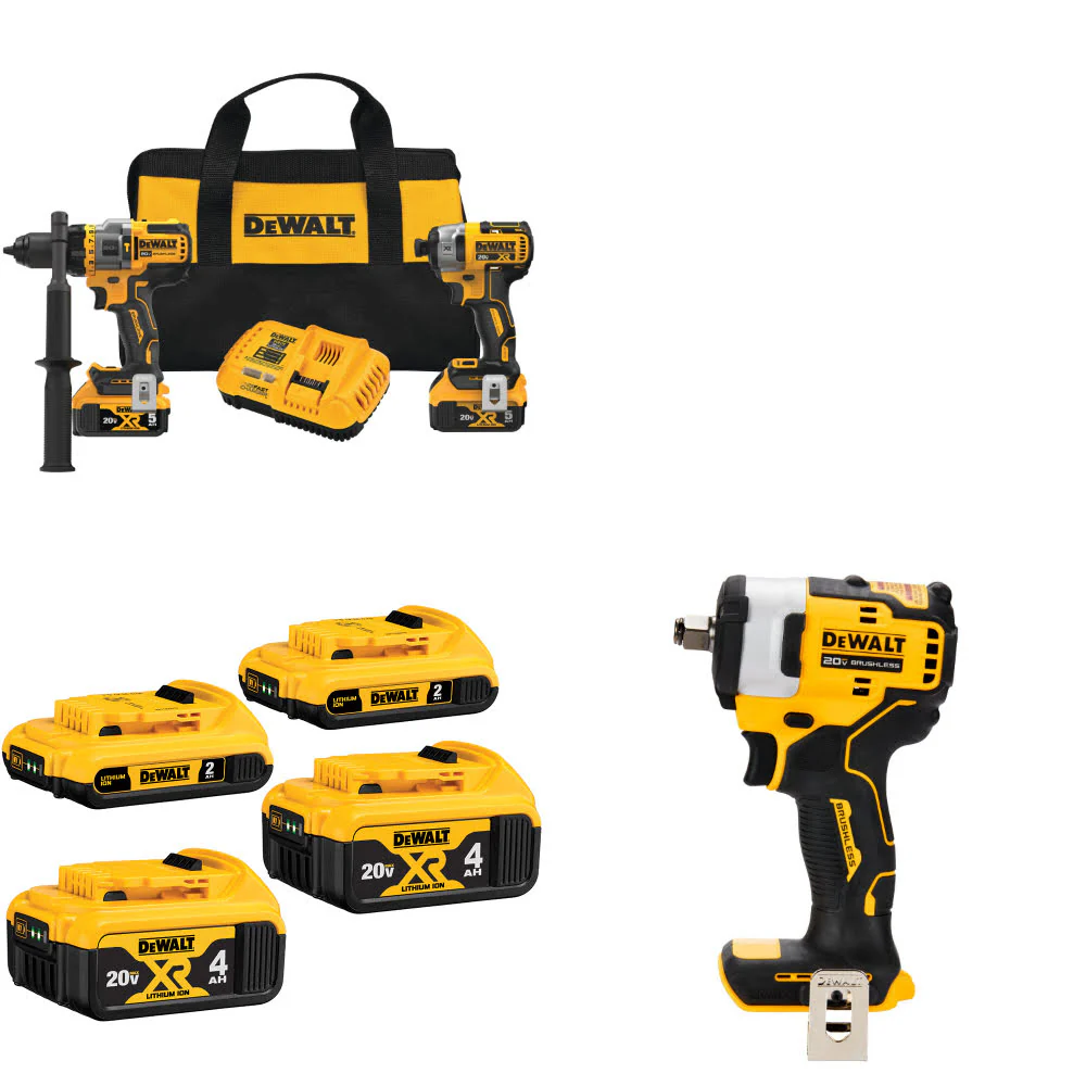 DeWalt DCK2100P2 20V 2-Tool Combo Kit W/ 20V Battery-4Pk & FREE Impact Wrench - Mactool Shop
