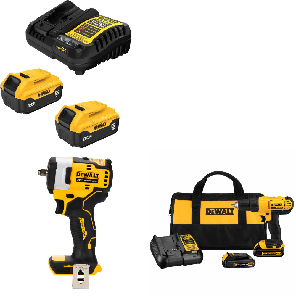 DeWalt DCB205-2C 20V Starter Kit W/ DCF913B 20V Impact Wrench & Drill/Driver Kit - Mactool Shop