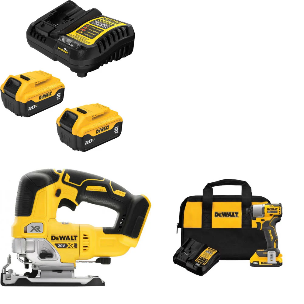 DeWalt DCB205-2C 20V Max Starter Kit W/ DCS334B 20V Jig Saw & Impact Driver Kit - Mactool Shop