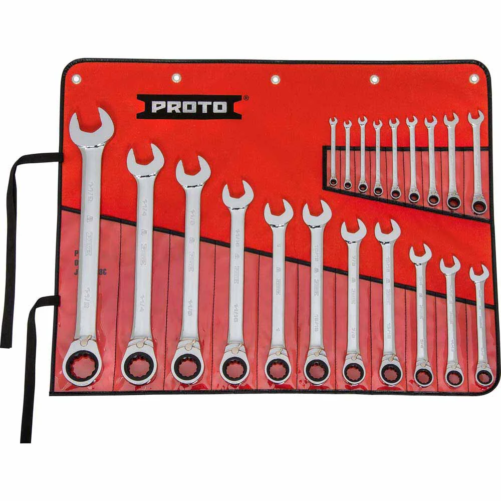 Proto JSCVT-20S 20-Piece Full Polish Combination Reversible Ratcheting Wrench Set - 12 Point - Mactool Shop