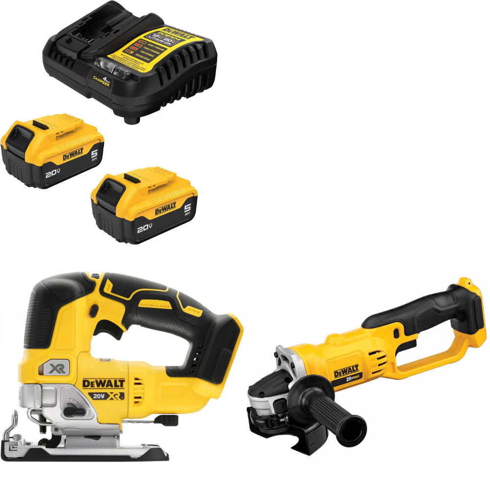 DeWalt DCB205-2C 20V Max Starter Kit W/ DCS334B 20V Jig Saw & Cut-Off Tool, Bare - Mactool Shop