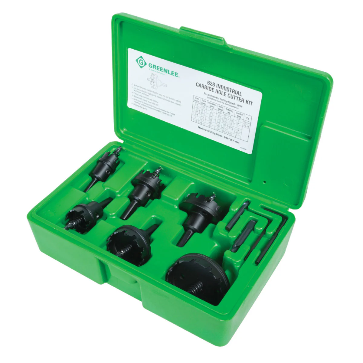 Greenlee 628 8 Piece Carbide Hole Cutter Kit, 7/8
