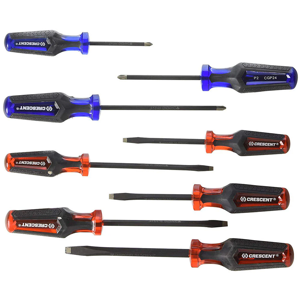 Crescent CGPS8PCSET 8Pc. Phillips/Slotted Co-Molded Diamond Tip Screwdriver Set - Mactool Shop