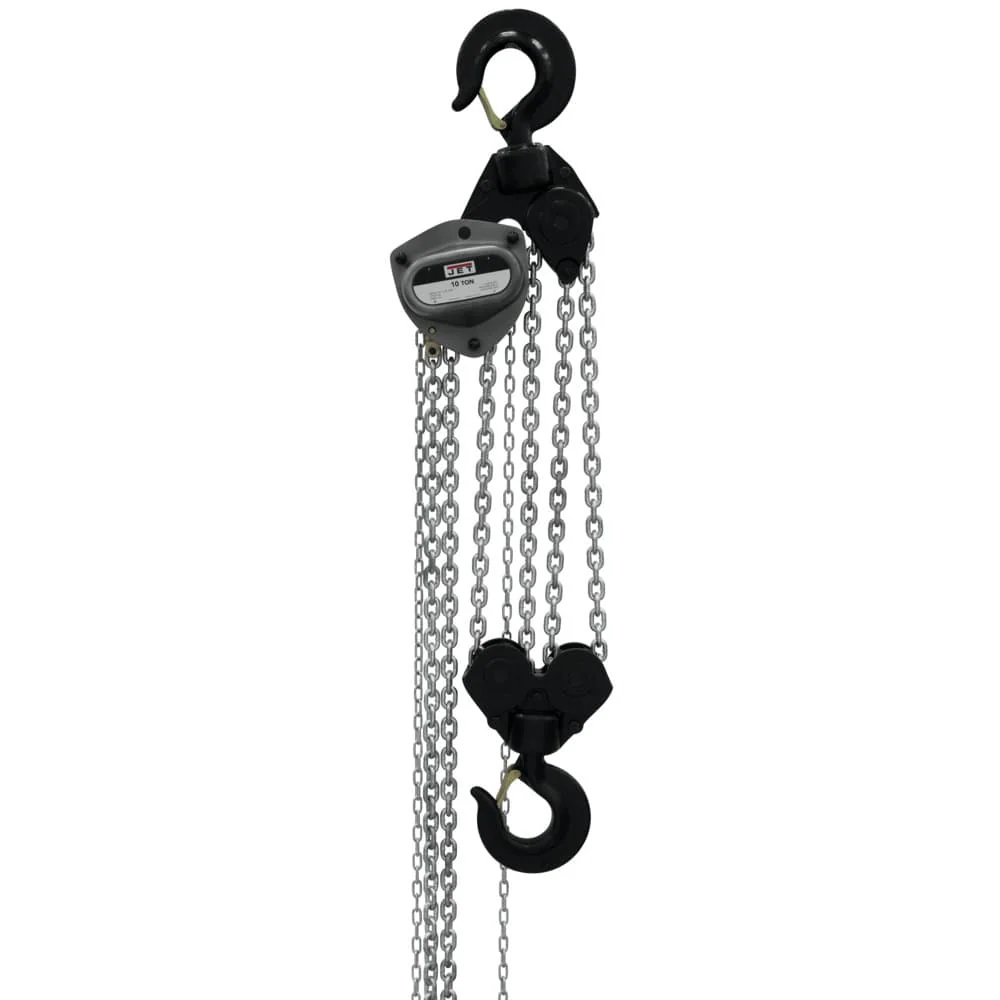 Jet JT9-209115 L-100-1000WO-15 10-Ton Hand Chain Hoist 15' Lift, Overload Protection - Mactool Shop