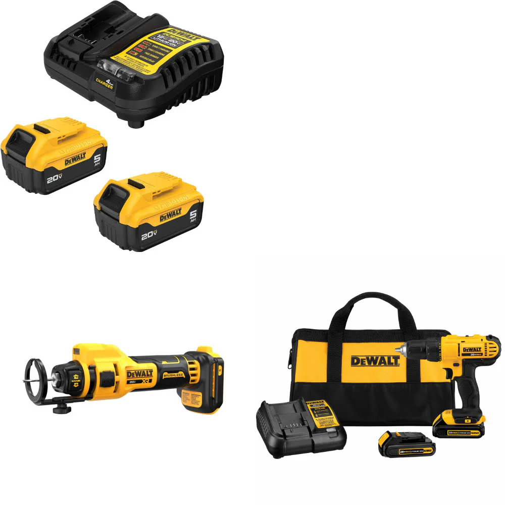 DeWalt DCB205-2C 20V Starter Kit W/ DCE555B 20V Cut-Out Tool & Drill/Driver Kit - Mactool Shop
