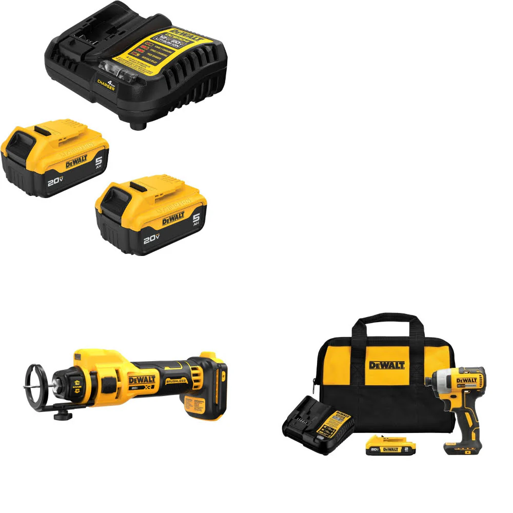 DeWalt DCB205-2C 20V Starter Kit W/ DCE555B 20V Cut-Out Tool & Impact Driver Kit - Mactool Shop