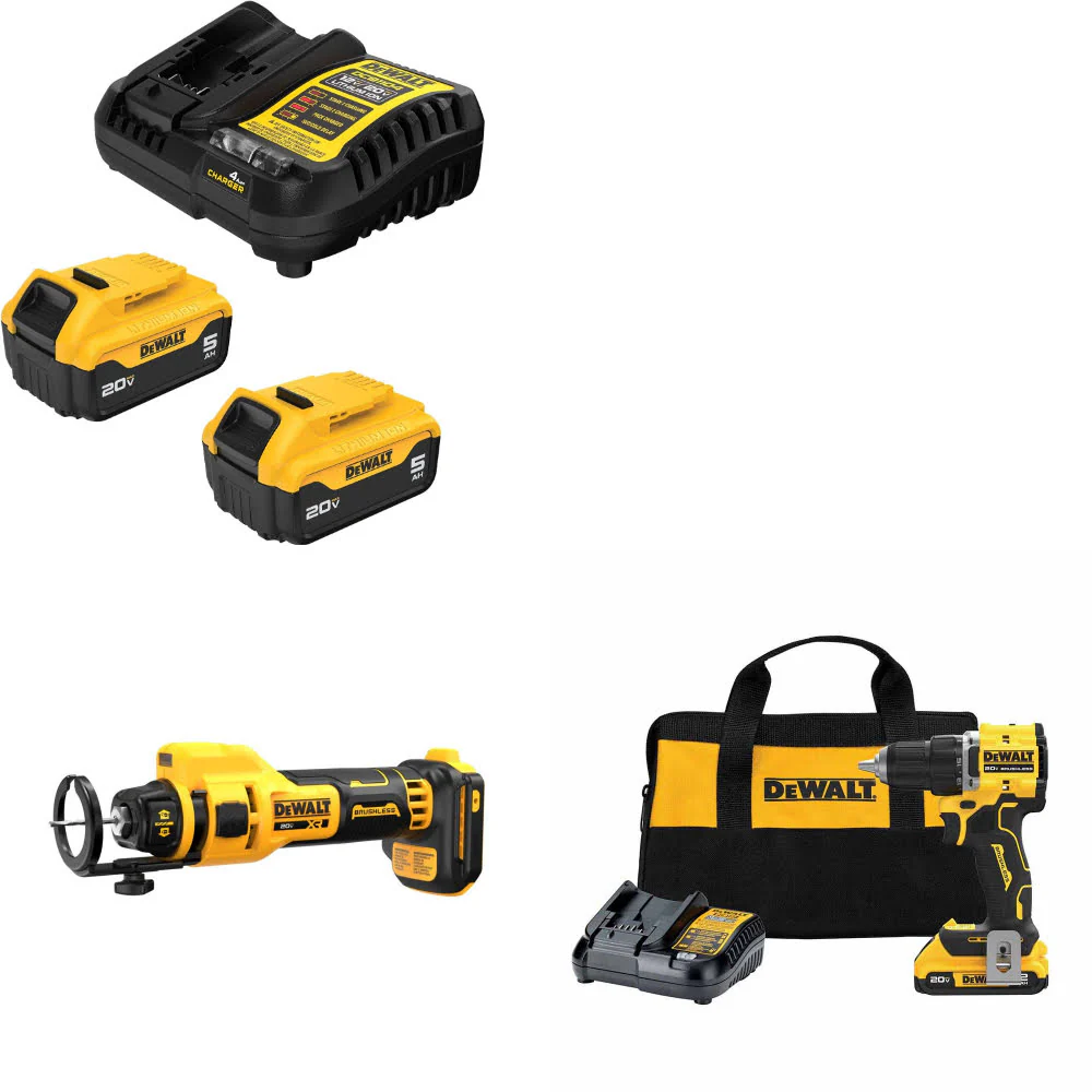 DeWalt DCB205-2C 20V Starter Kit W/ DCE555B 20V Cut-Out Tool & Drill/Driver Kit - Mactool Shop