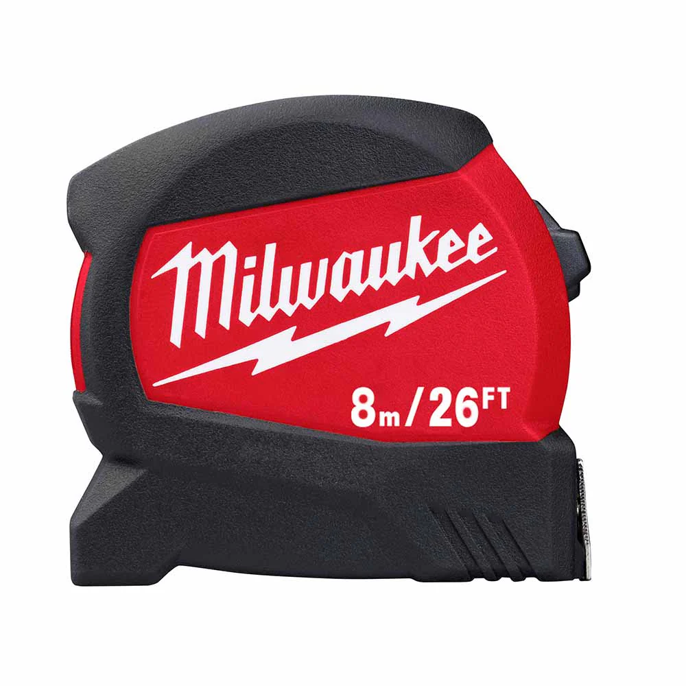 Milwaukee 48-22-0426 8m/26' Compact Wide Blade Tape Measure - Mactool Shop