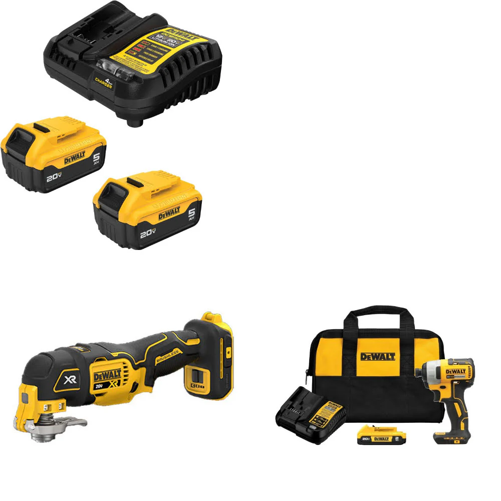DeWalt DCB205-2C 20V Starter Kit W/ DCS356B 20V Multi-Tool & Impact Driver Kit - Mactool Shop