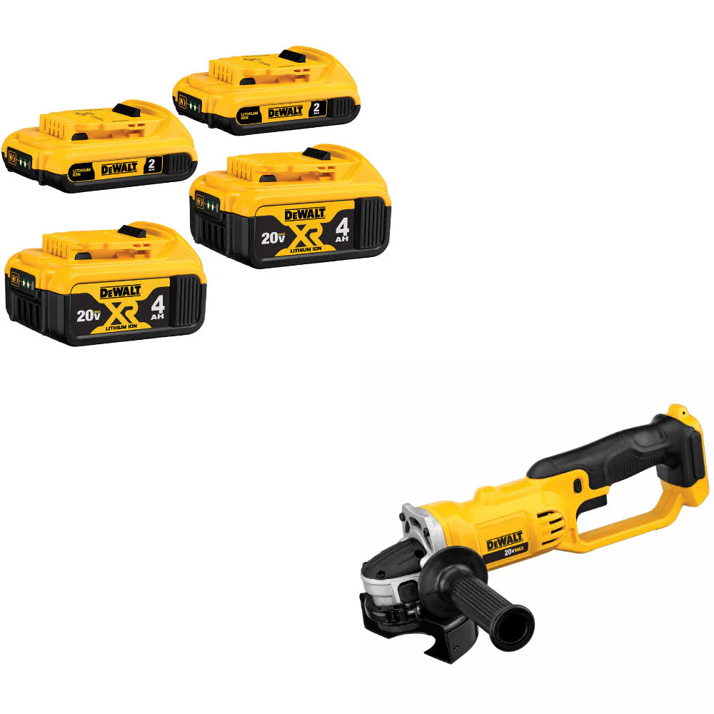 DeWalt DCB324-4 20V MAX Battery 4-Pack W/ FREE DCG412B 20V MAX Cut-Off Tool - Mactool Shop
