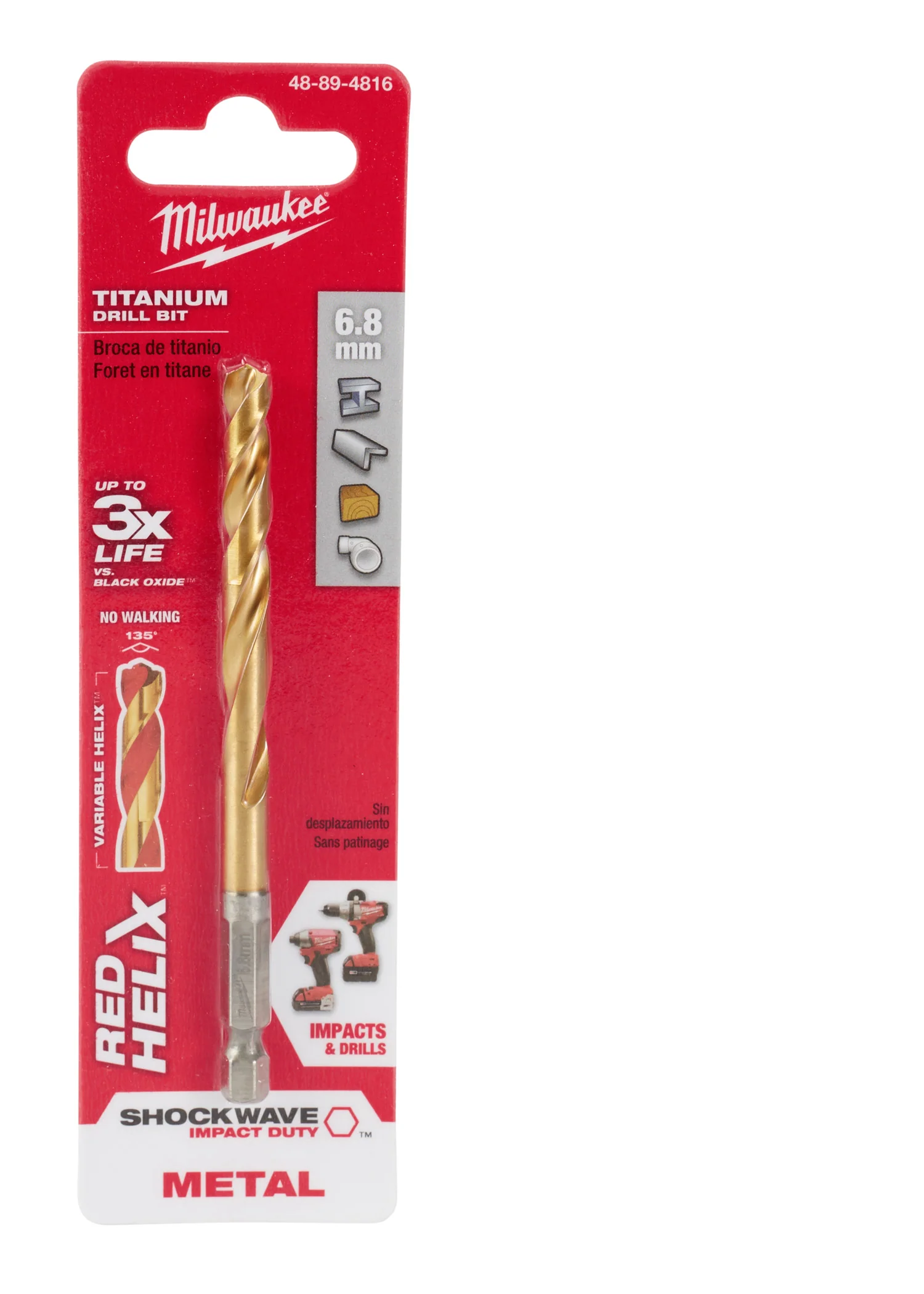 Milwaukee 48-89-4816 6.8mm Metric Titanium SHOCKWAVE™ Red Helix Bit - Mactool Shop