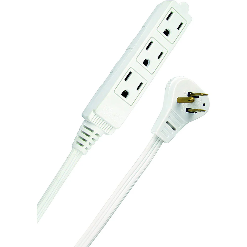SlimLine 2232 Angled Flat Plug Extension Cord, Space Saving Flat Design, 3 Grounded Outlets, 13 - Mactool Shop