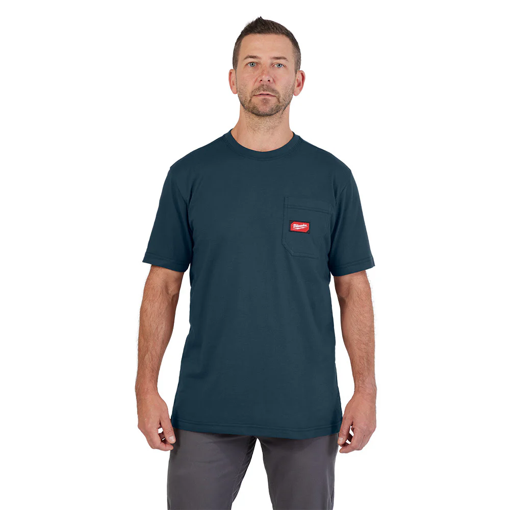Milwaukee 605BL GRIDIRON Pocket T-Shirt - Short Sleeve Blue - Mactool Shop