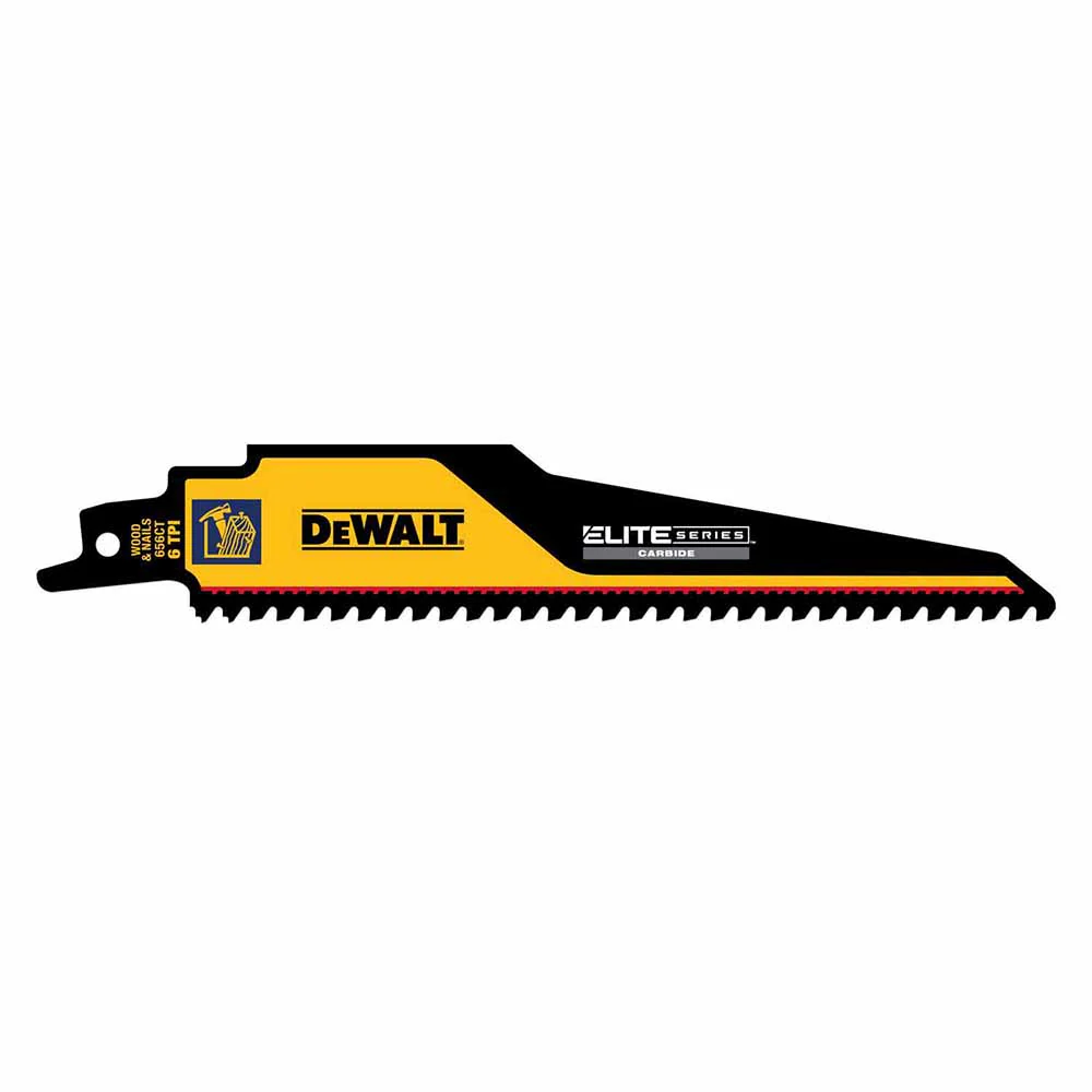 DeWalt DWAR656CT-1 Elite Series 1-Pack Carbide Tipped 6-in 6-TPI Demolition Reciprocating Saw Blade - Mactool Shop