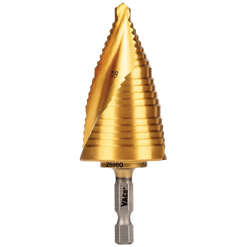 Klein 25960 Step Drill Bit, Spiral Double-Fluted, 7/8