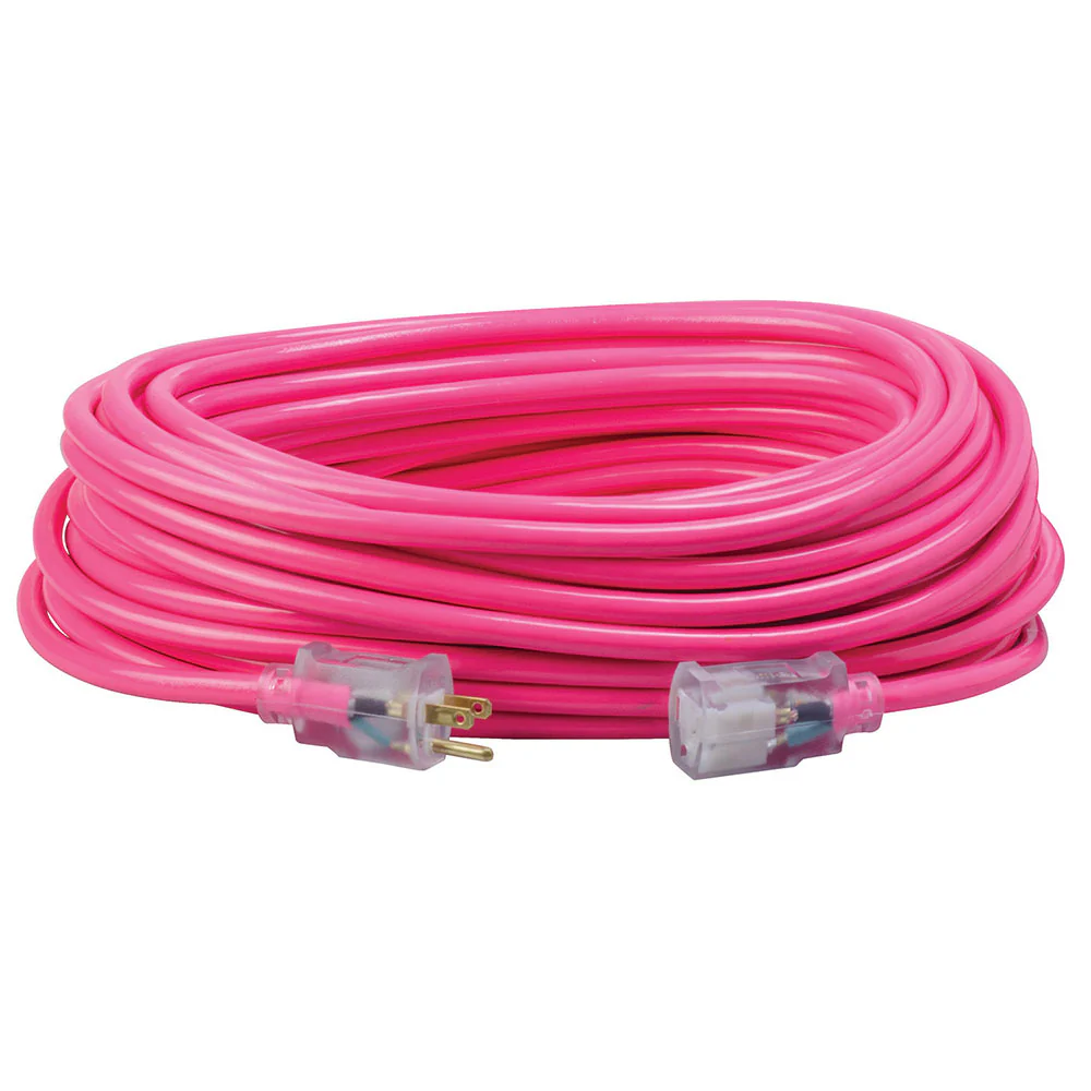 Southwire 2579SW000A 12/3 100' SJTW Cool Pink with Lighted Ends - Mactool Shop