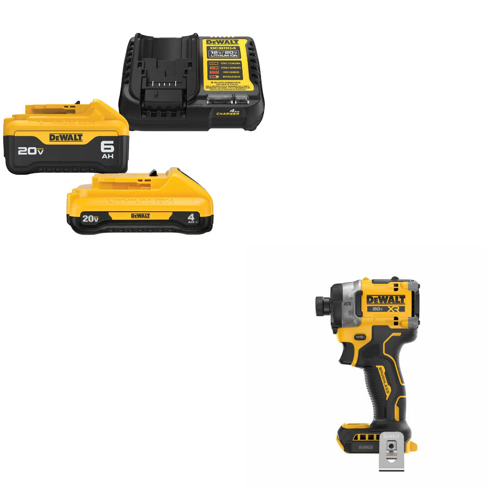 DeWalt DCB2460C 20V MAX 4Ah & 6Ah Starter Kit W/ FREE DCF860B 20V Impact Driver - Mactool Shop