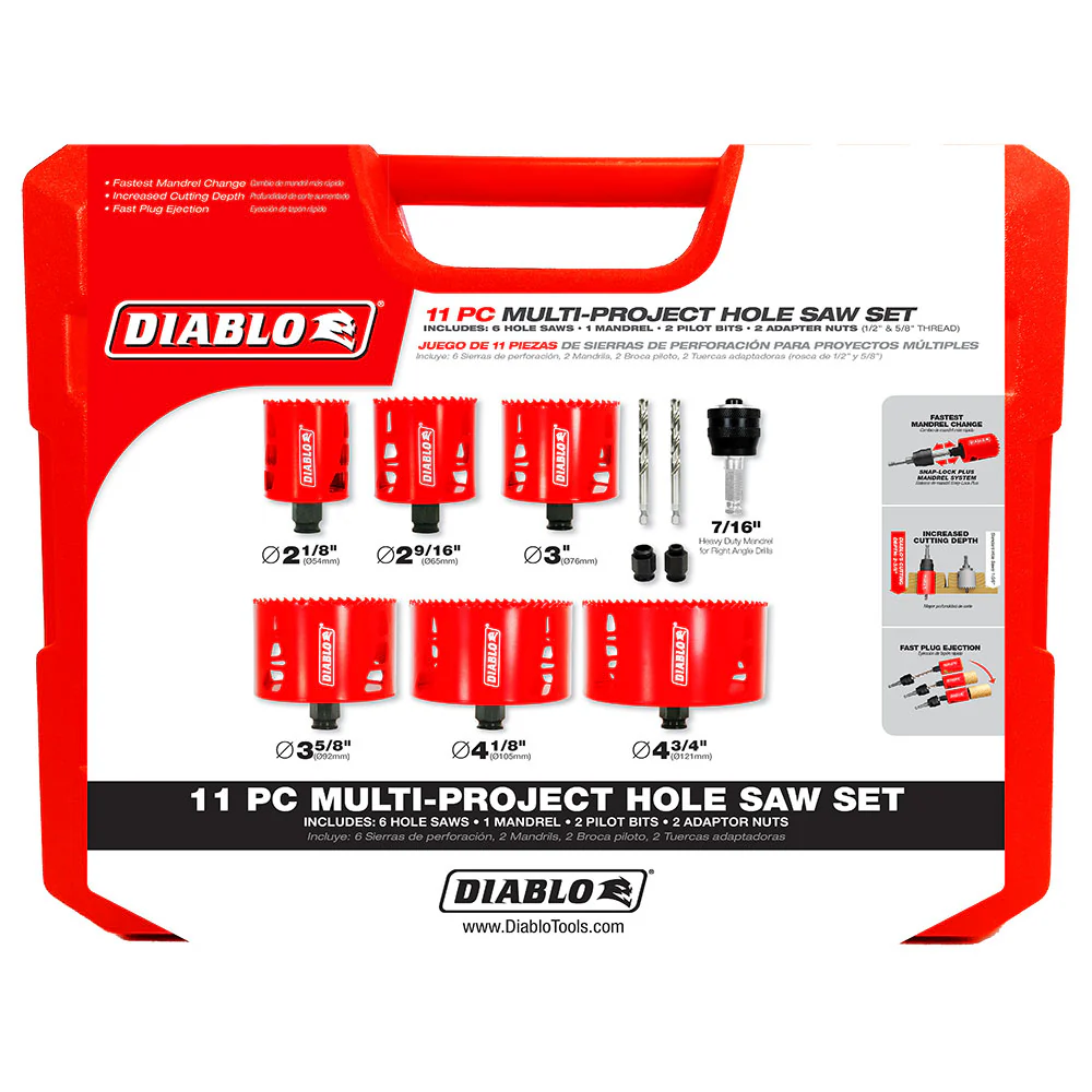 Diablo DHS11SLD 11 Pc Multi-Project Bi-Metal Hole Saw Set - Mactool Shop