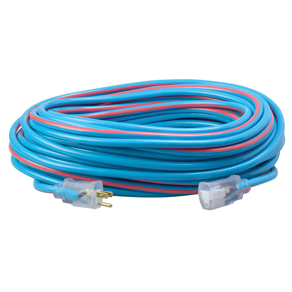 Southwire 2549SW0064 12/3 100' SJTW Blue/Red Extension Cord with Lighted End - Mactool Shop