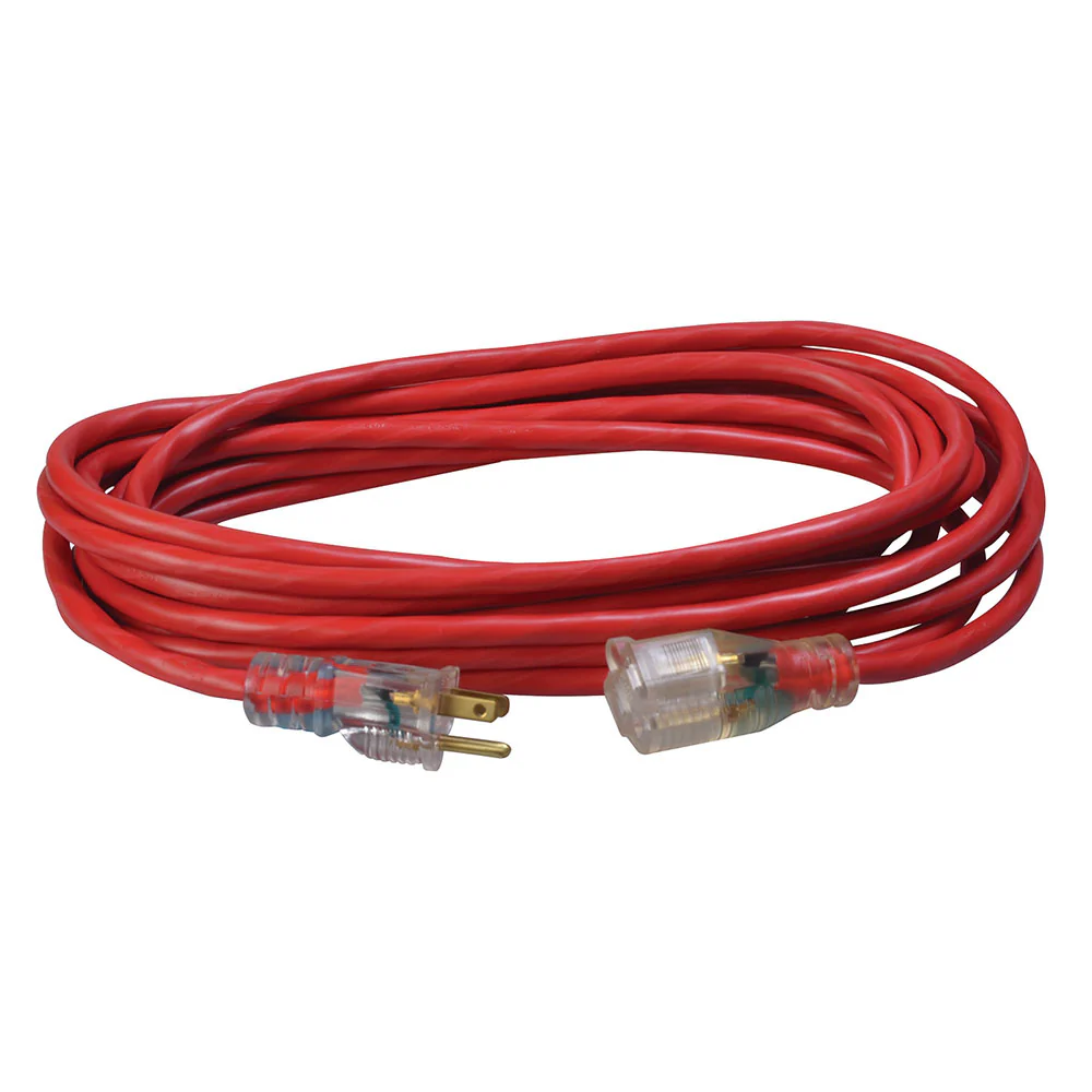 Southwire 2487SW8804 14/3 25' SJTW Red Extension Cord with Lighted End - Mactool Shop