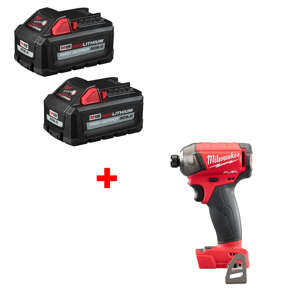 Milwaukee 48-11-1862 M18 XC6.0 Battery 2Pk w/ FREE 2760-20 1/4