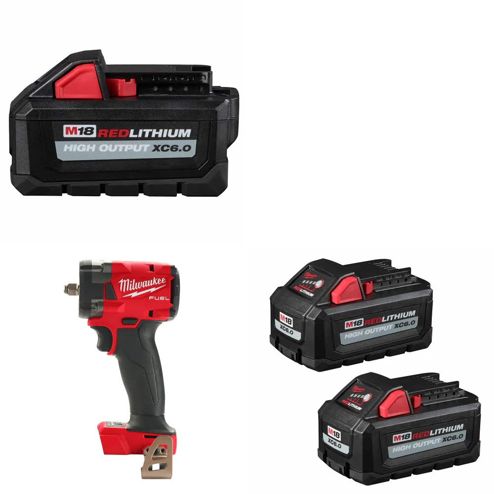 Milwaukee 48-11-1865 M18 Battery Pack W/ M18 Impact Wrench & FREE Battery-2Pk - Mactool Shop